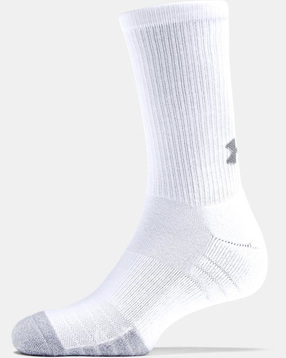 Adult HeatGear® Crew Socks 3-Pack, White, pdpMainDesktop image number 4